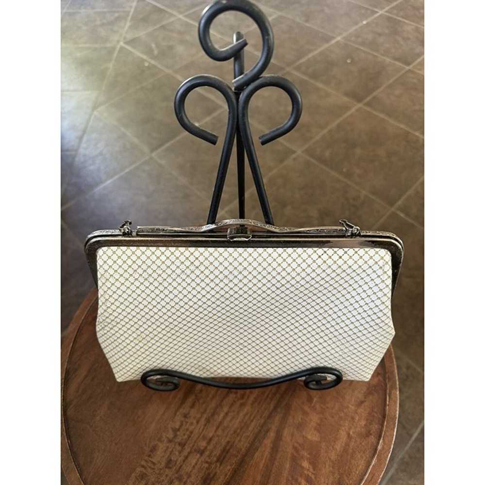 Vintage Cream Patent Leather Mesh Clutch - image 1