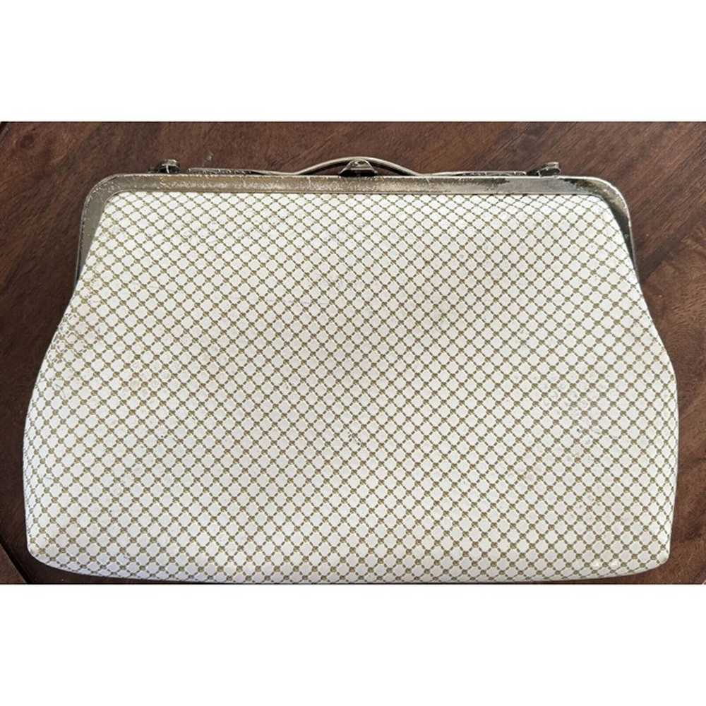 Vintage Cream Patent Leather Mesh Clutch - image 3