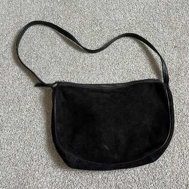 Vintage Pappagallo Black Suede Leather Crossbody … - image 1