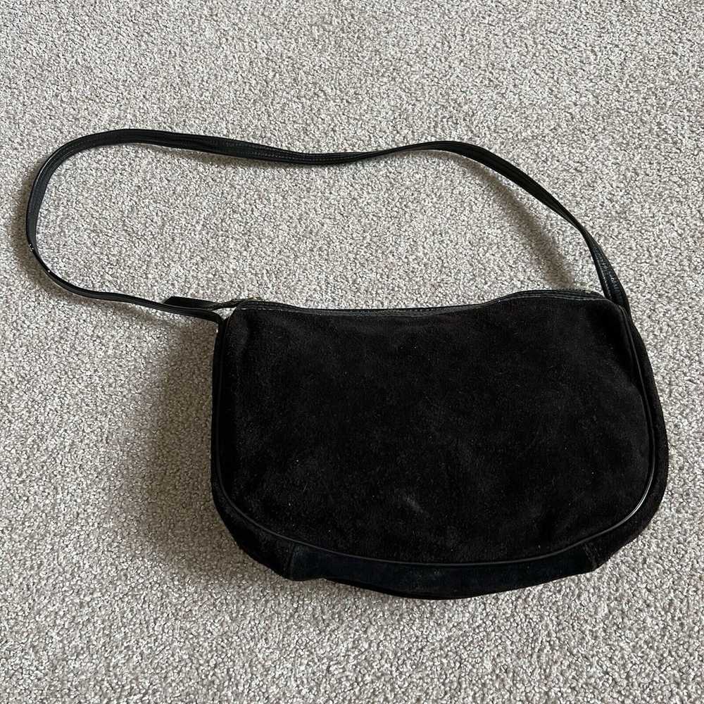 Vintage Pappagallo Black Suede Leather Crossbody … - image 2