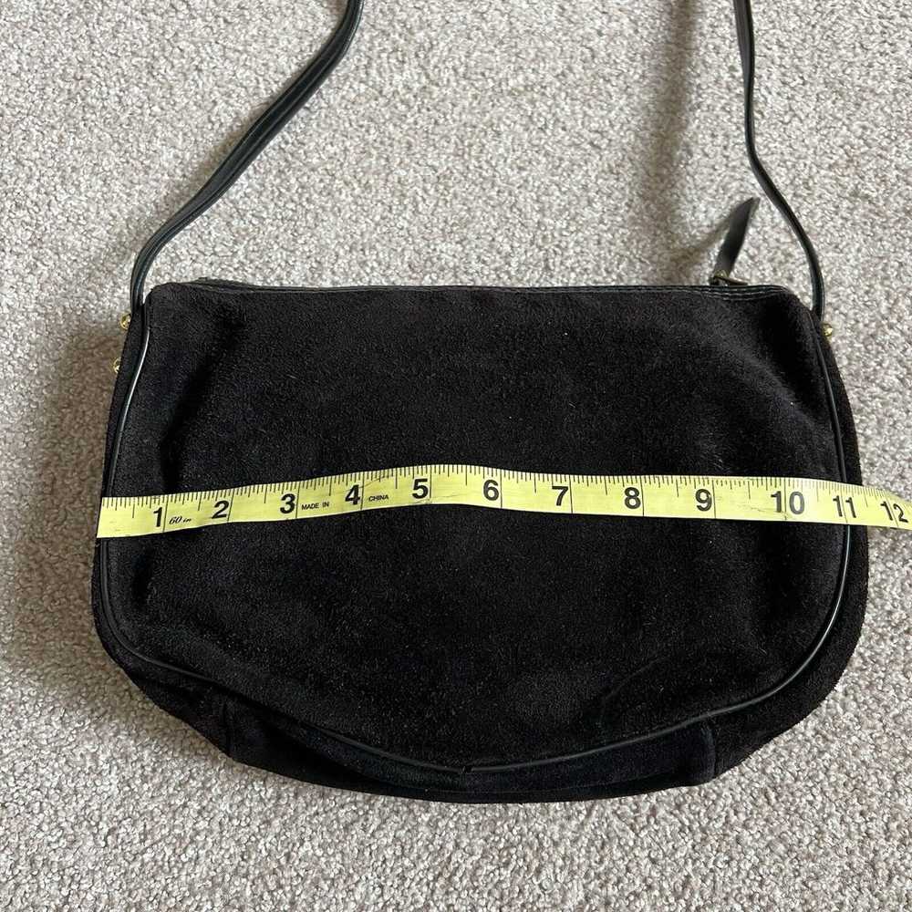 Vintage Pappagallo Black Suede Leather Crossbody … - image 7