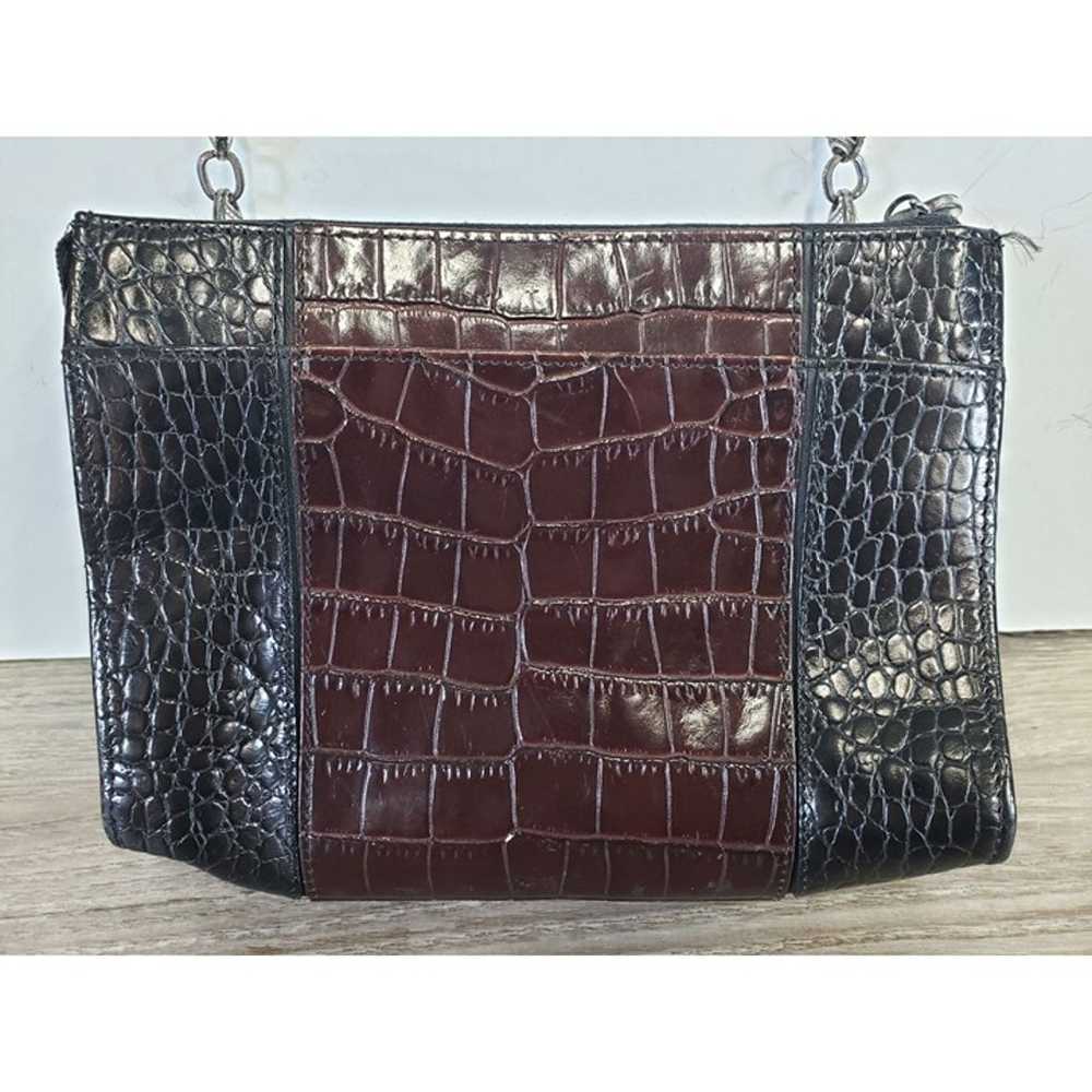 BRIGHTON Black & BROWN FAUX Crocodile EMBOSSED LE… - image 4