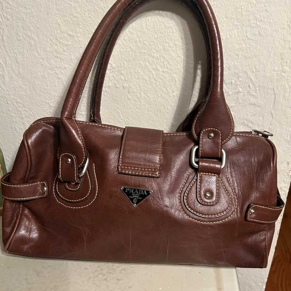 Prada brown leather vintage satchel - image 2