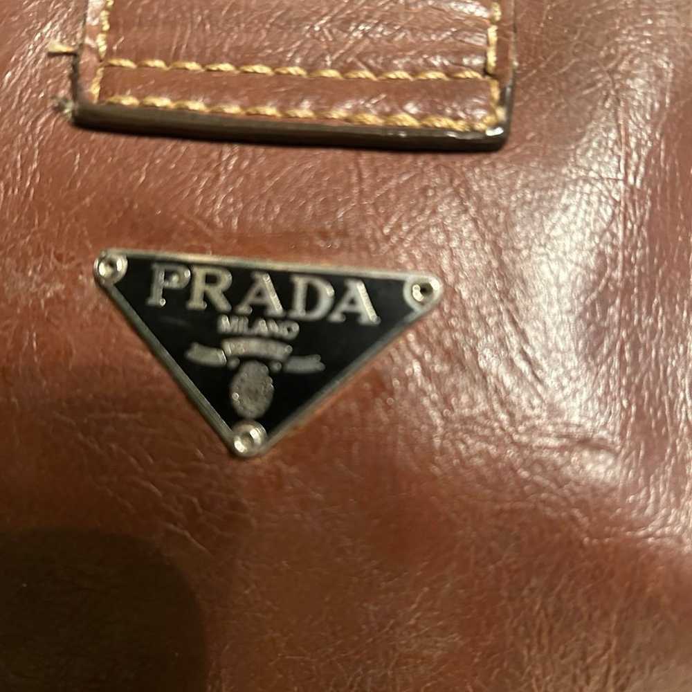 Prada brown leather vintage satchel - image 3