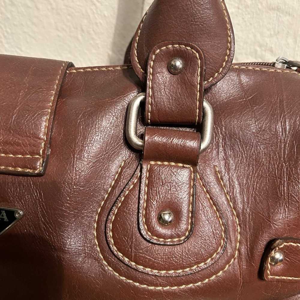 Prada brown leather vintage satchel - image 4