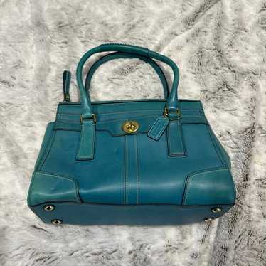 Coach shiny Hamptons blue leather bag - image 1