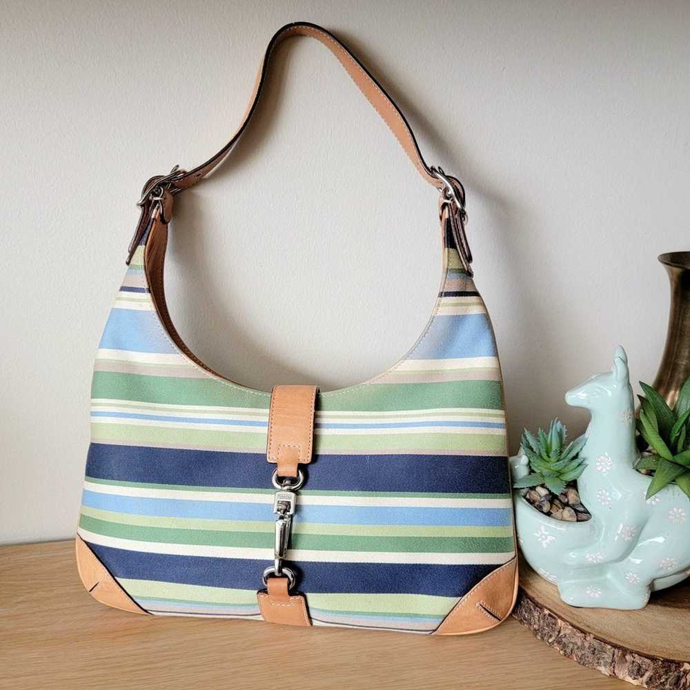 Coach striped hobo shoulder bag baguette retro y2… - image 1