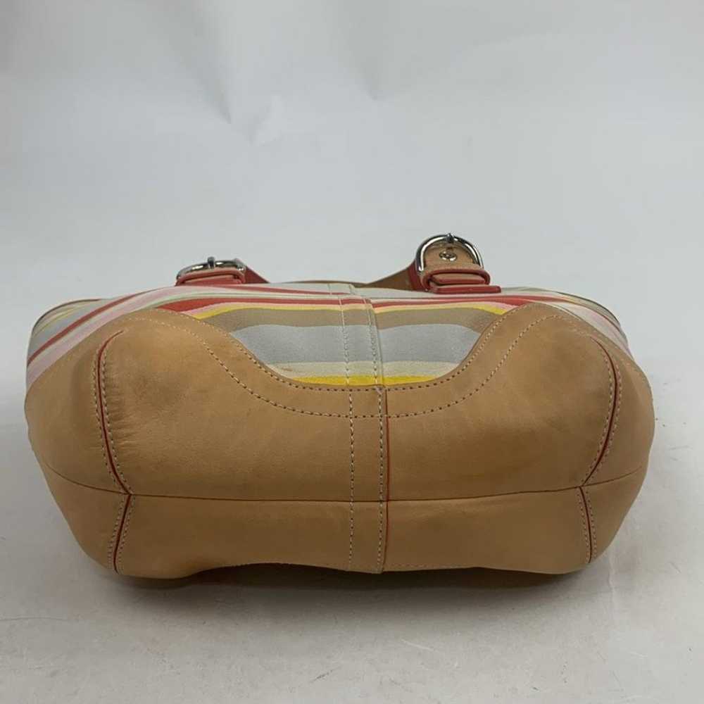 Vintage Coach leather fabric Striped Mini Tote ha… - image 8