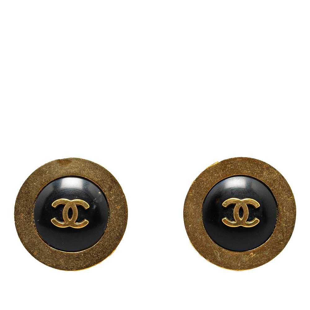 Gold Chanel Gold Plated CC Button Earrings - image 1