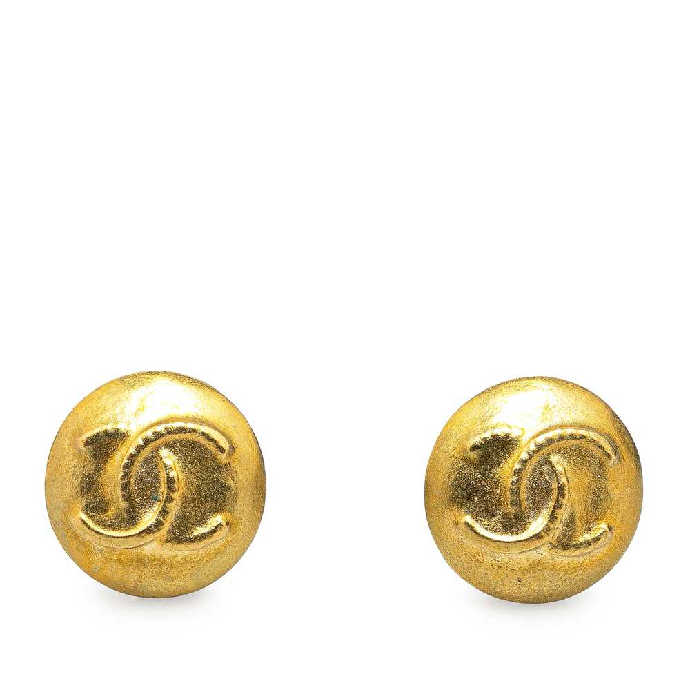 Gold Chanel Gold Plated CC Clip On Earrings - image 1