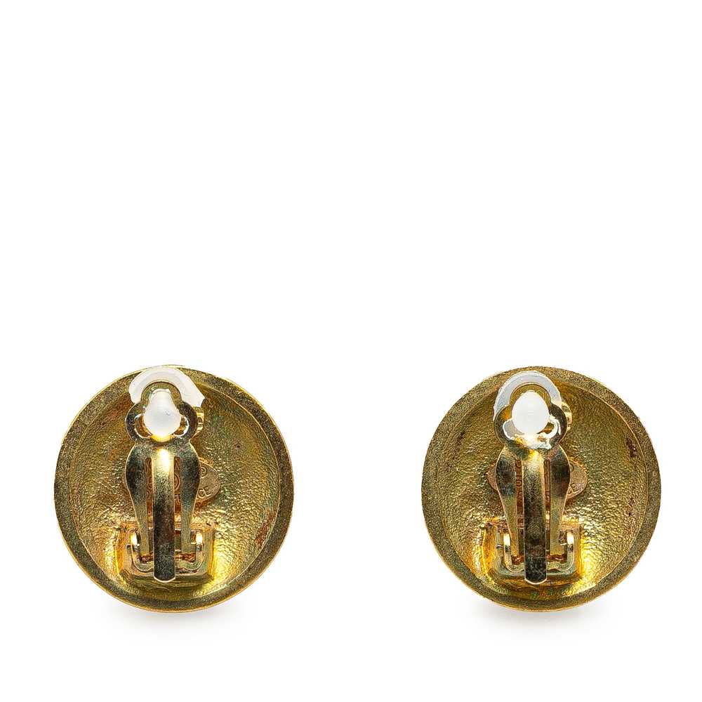 Gold Chanel Gold Plated CC Clip On Earrings - image 2