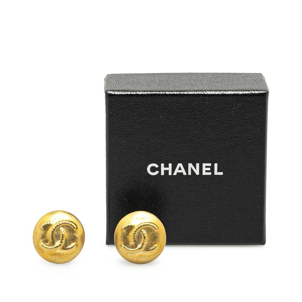 Gold Chanel Gold Plated CC Clip On Earrings - image 4