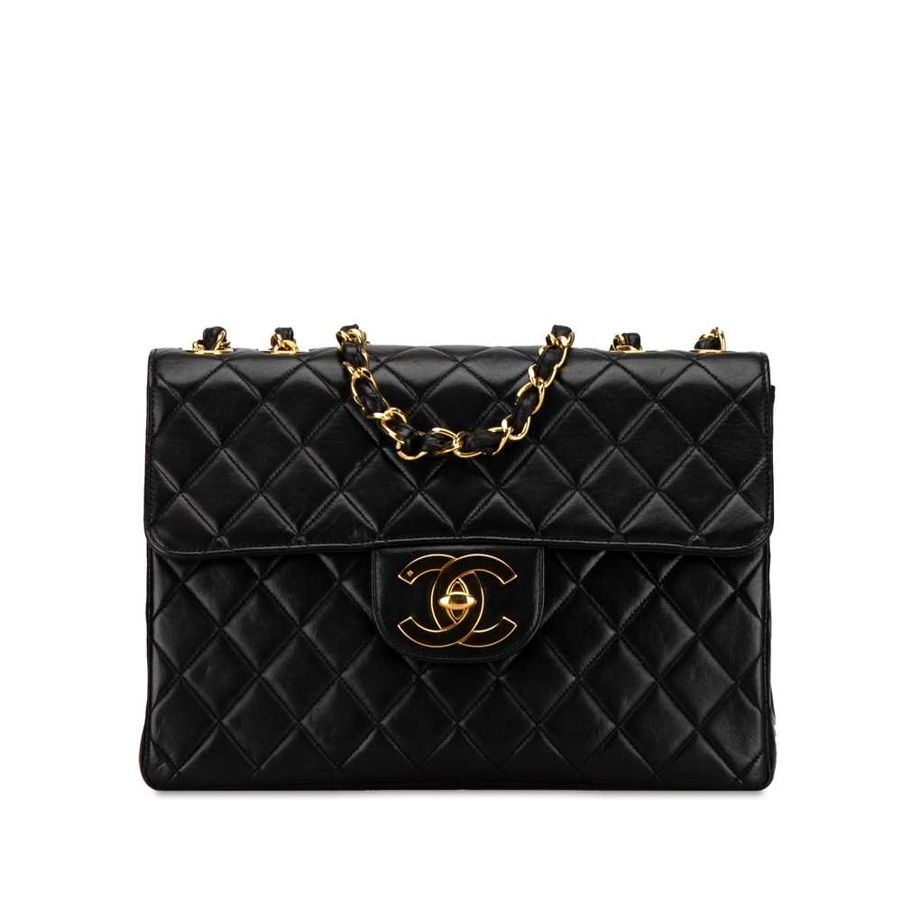 Black Chanel Jumbo XL Classic Lambskin Single Fla… - image 1