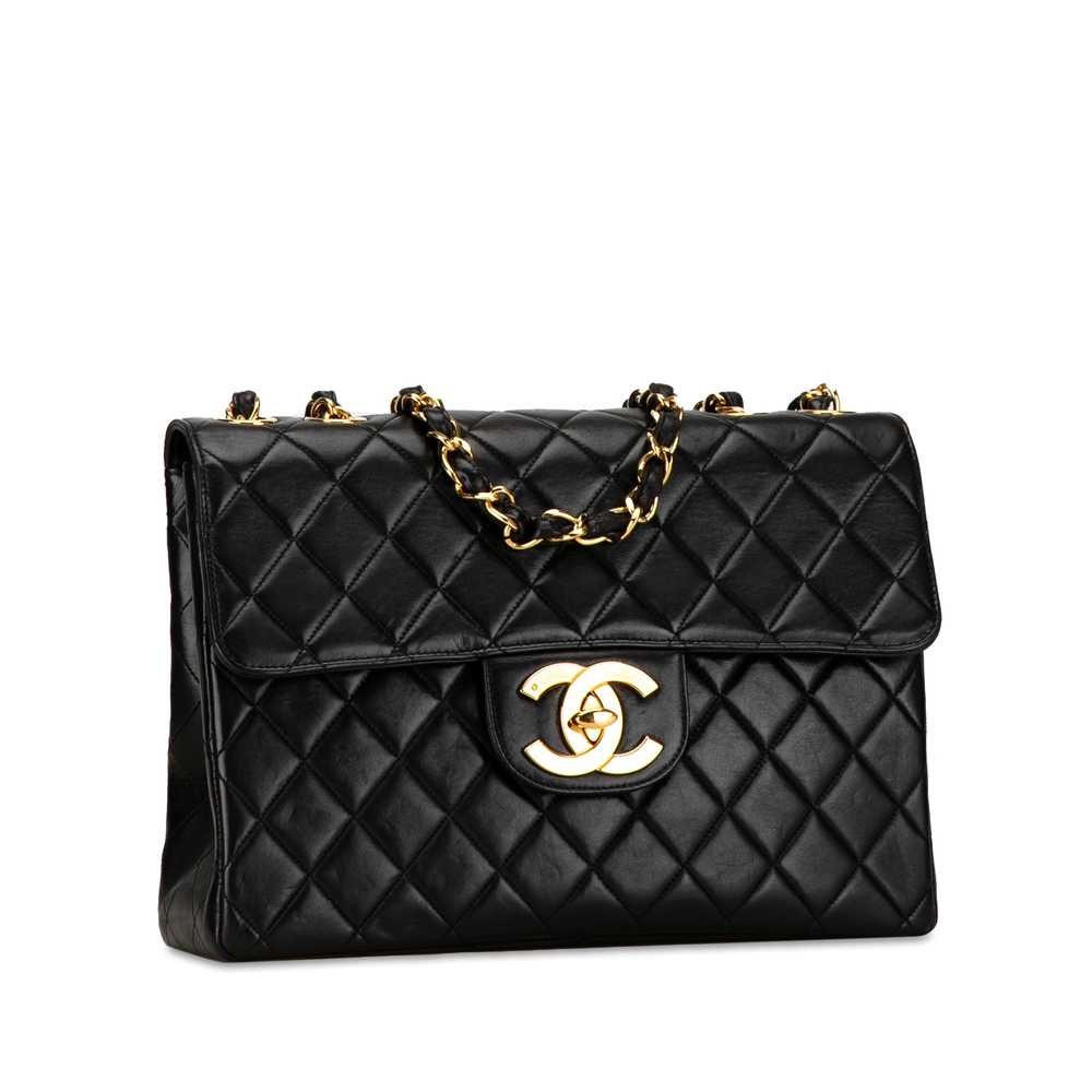 Black Chanel Jumbo XL Classic Lambskin Single Fla… - image 2