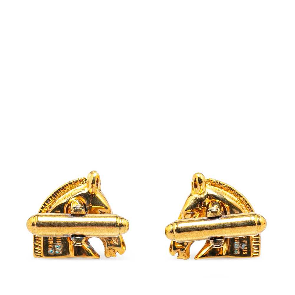 Gold Hermès Gold Plated Cheval Cufflinks - image 2