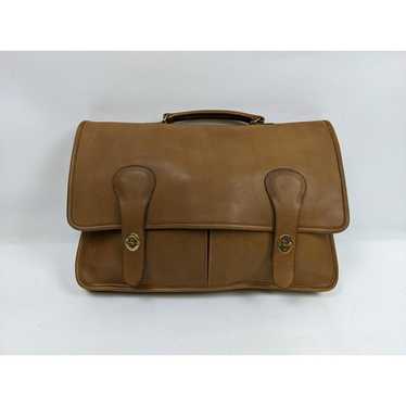 Outlet Vintage Coach British Tan Leather Laptop Computer Messenger Bag 0537 Brief-Case