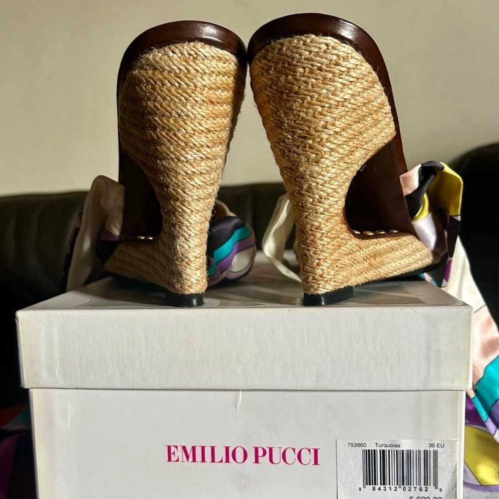 Vintage - Emilio Pucci 2005 Jute Covered Open Toe… - image 6