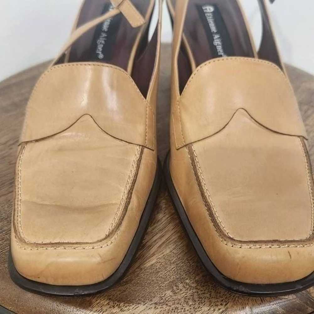 Etienne Aigner Tan Loafer Sling Back Heels Sz 10 … - image 3