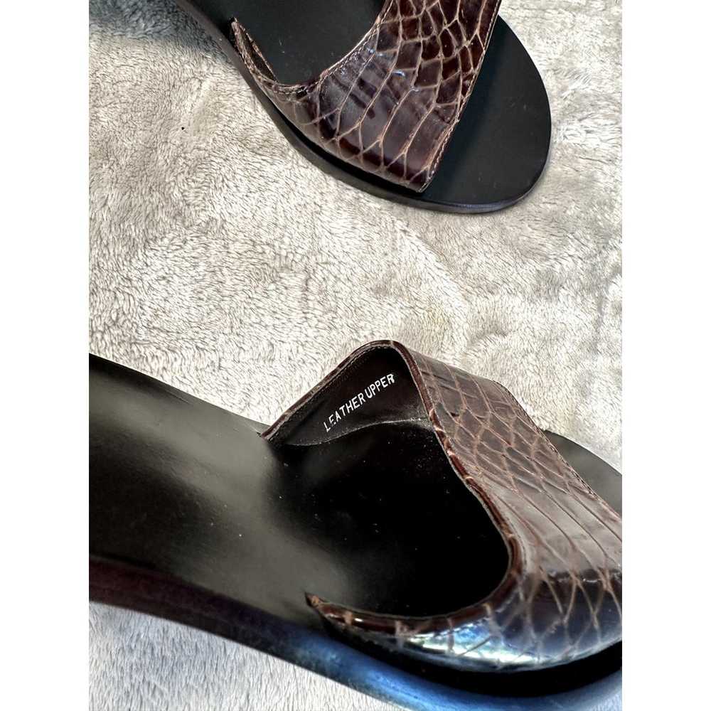 Vintage DKNY City Brown Snakeskin Black Mules Y2K… - image 4