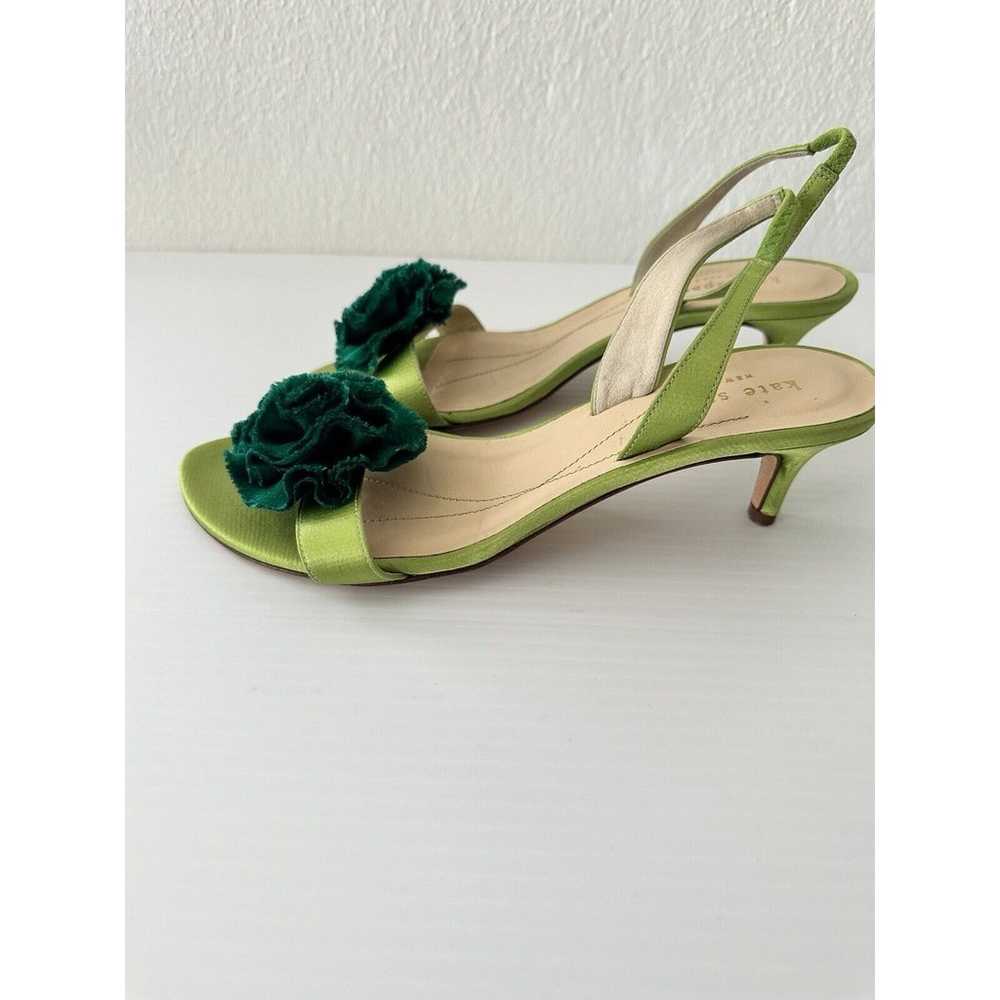 Kate Spade Floral Green Slingback Kitten Heels Tr… - image 10