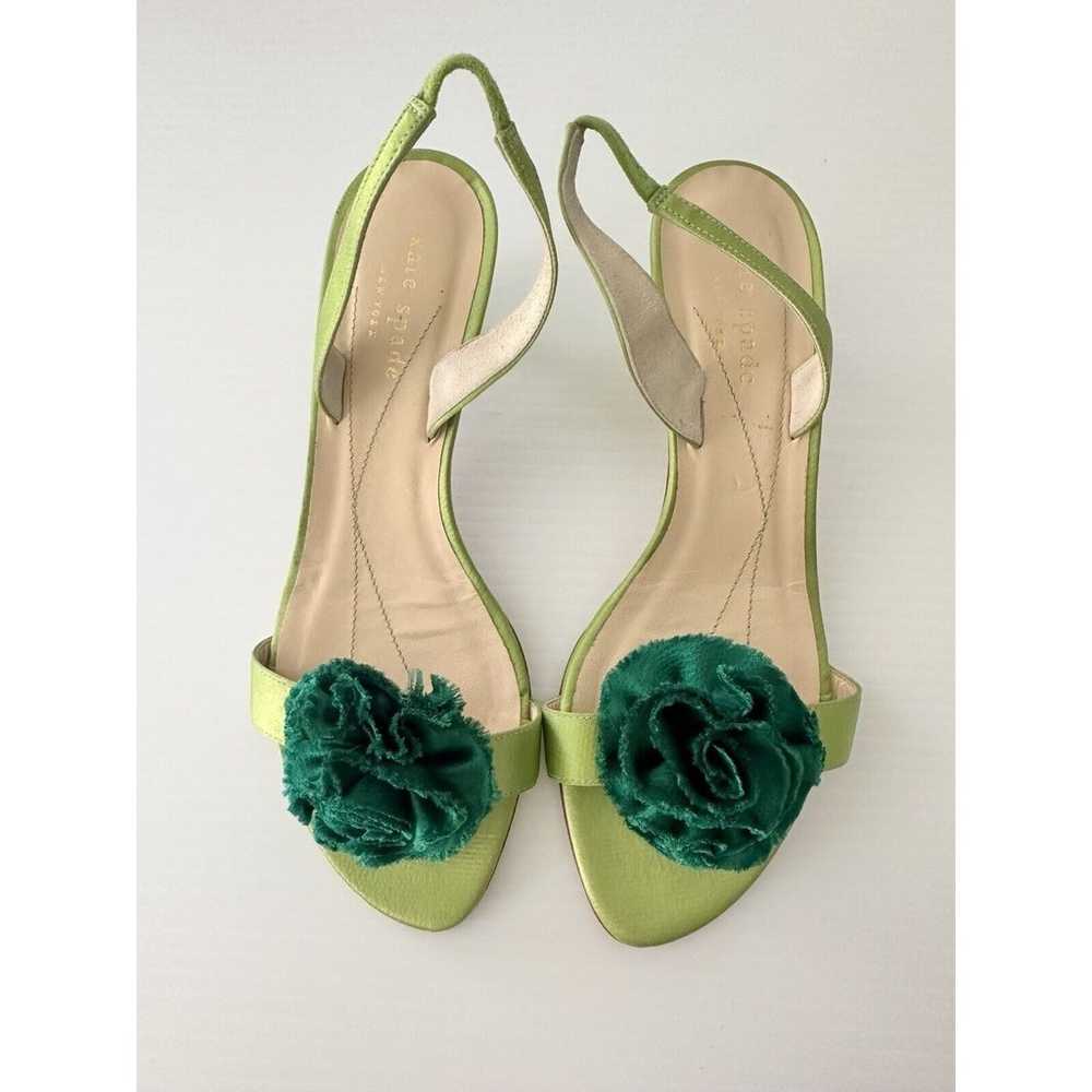 Kate Spade Floral Green Slingback Kitten Heels Tr… - image 11