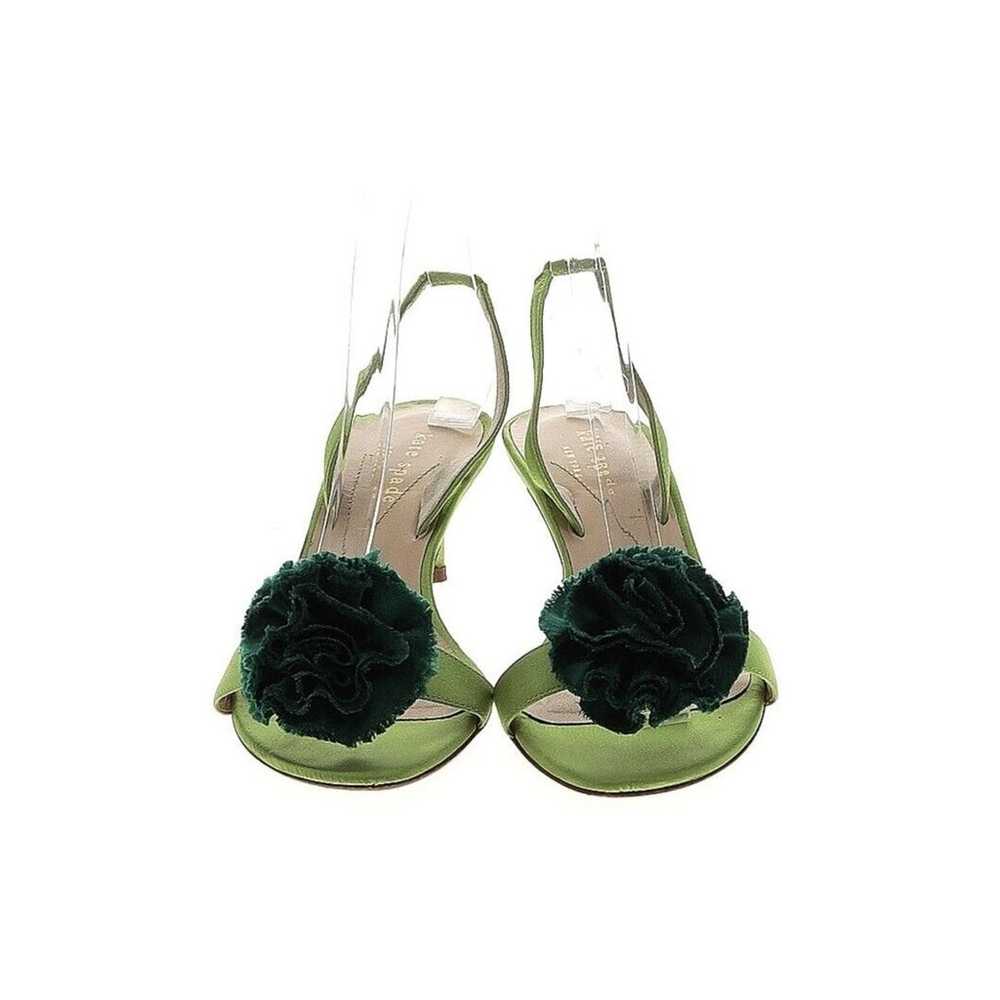 Kate Spade Floral Green Slingback Kitten Heels Tr… - image 2