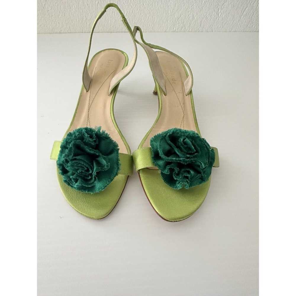 Kate Spade Floral Green Slingback Kitten Heels Tr… - image 3