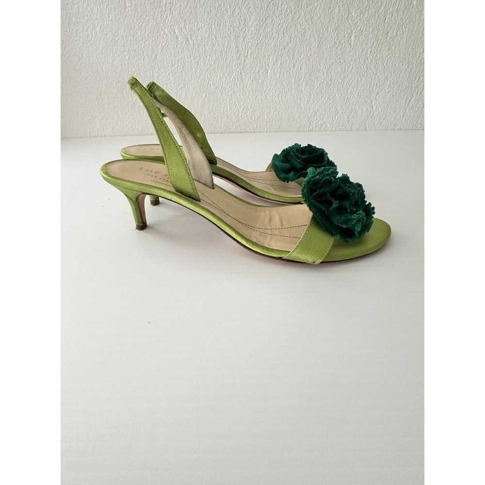 Kate Spade Floral Green Slingback Kitten Heels Tr… - image 4