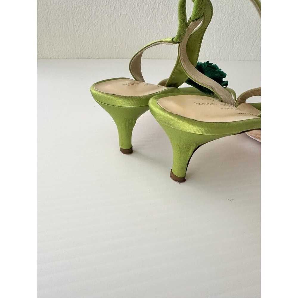 Kate Spade Floral Green Slingback Kitten Heels Tr… - image 5