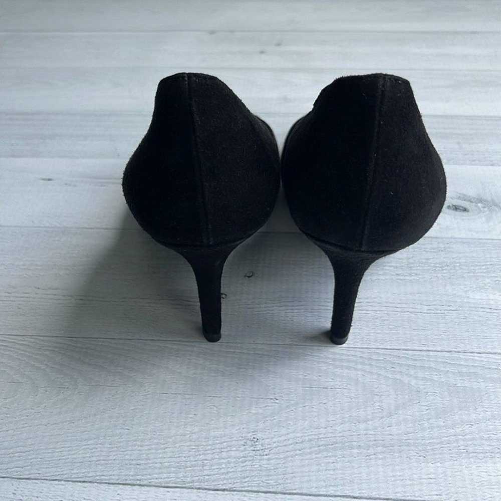 Gucci Vintage Black Suede Knotted Gold Lined Peep… - image 5