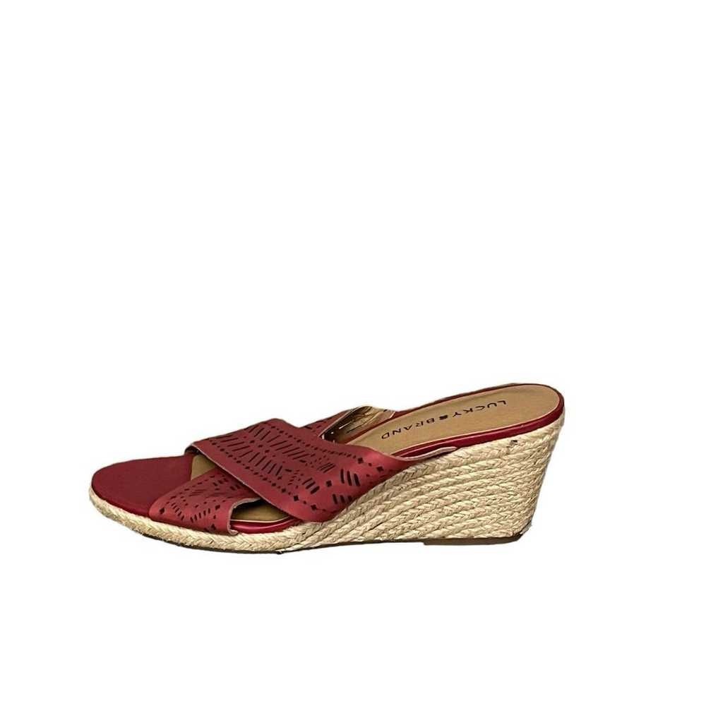 Lucky Brand Wedge Keela Rosewood Open Toe Leather… - image 1