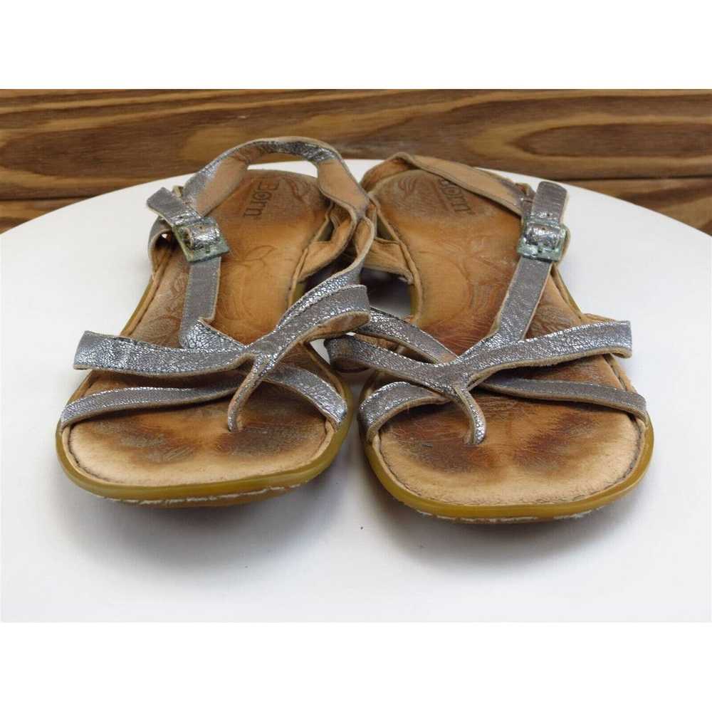 Born Size 10 M Women Sandal Strappy Silver Leather - image 2