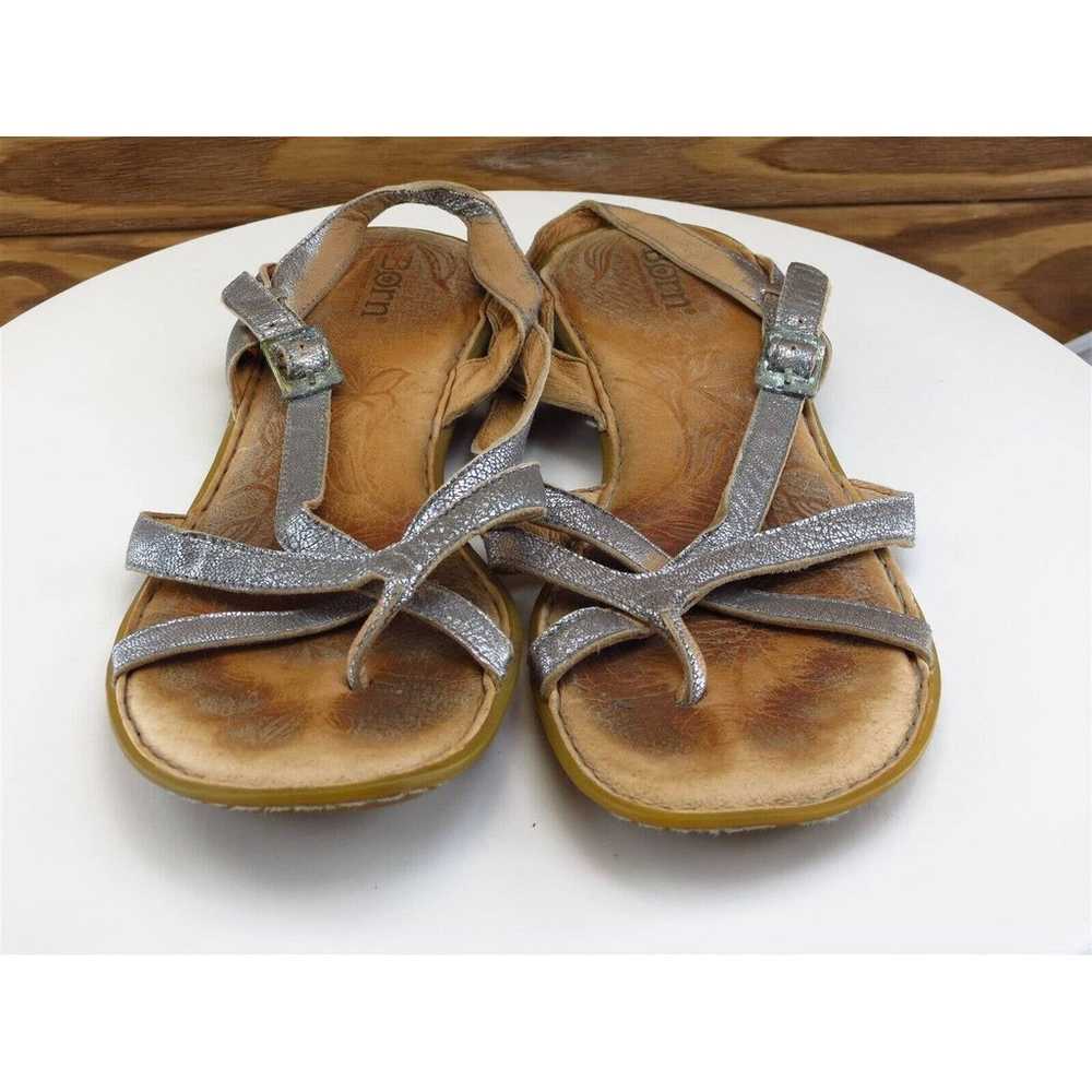 Born Size 10 M Women Sandal Strappy Silver Leather - image 3