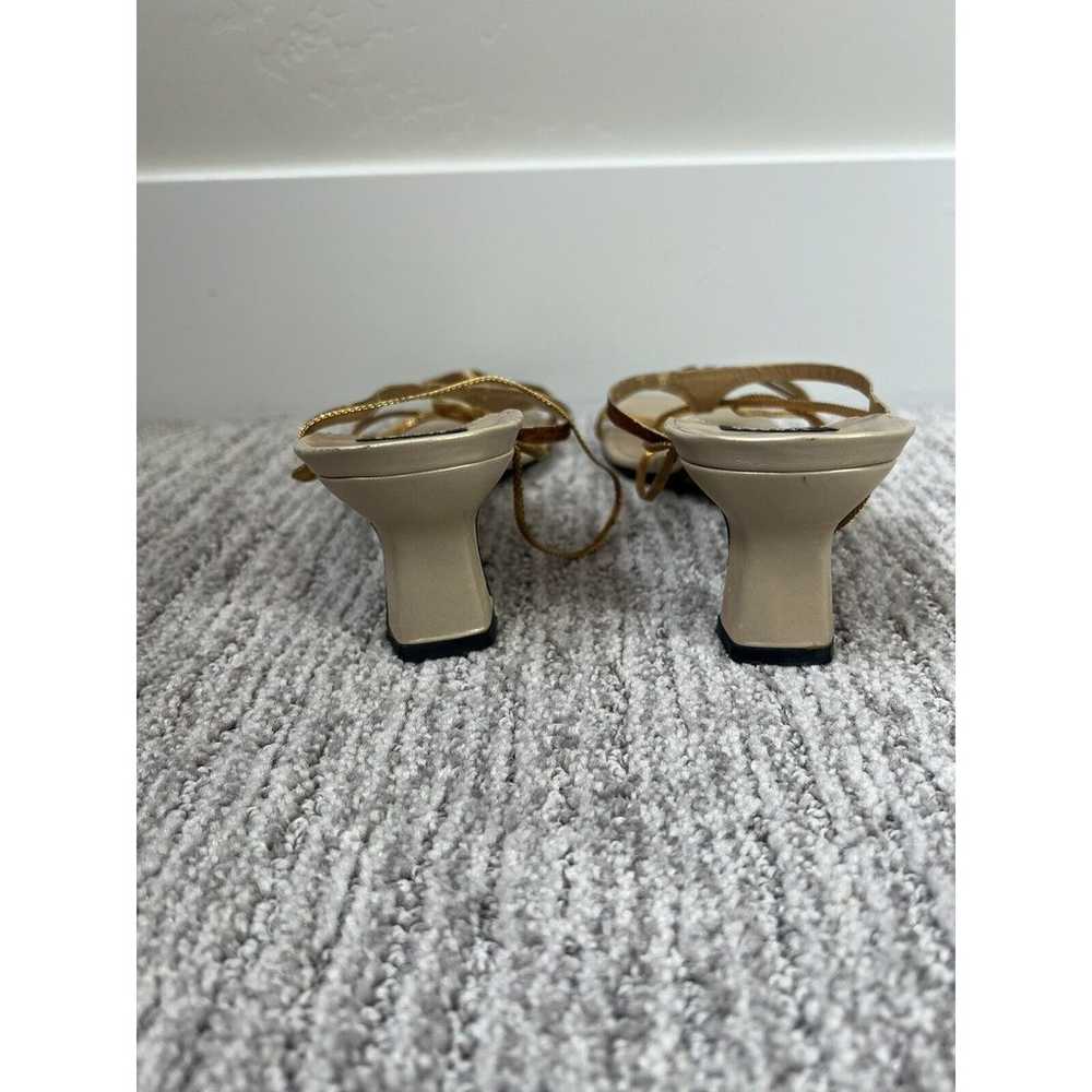 Stuart Weitzman Kitten Heel Gold Chain Sandals Si… - image 2