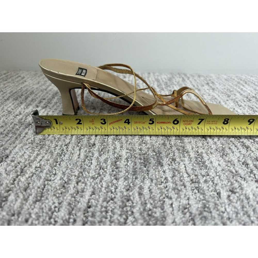 Stuart Weitzman Kitten Heel Gold Chain Sandals Si… - image 7