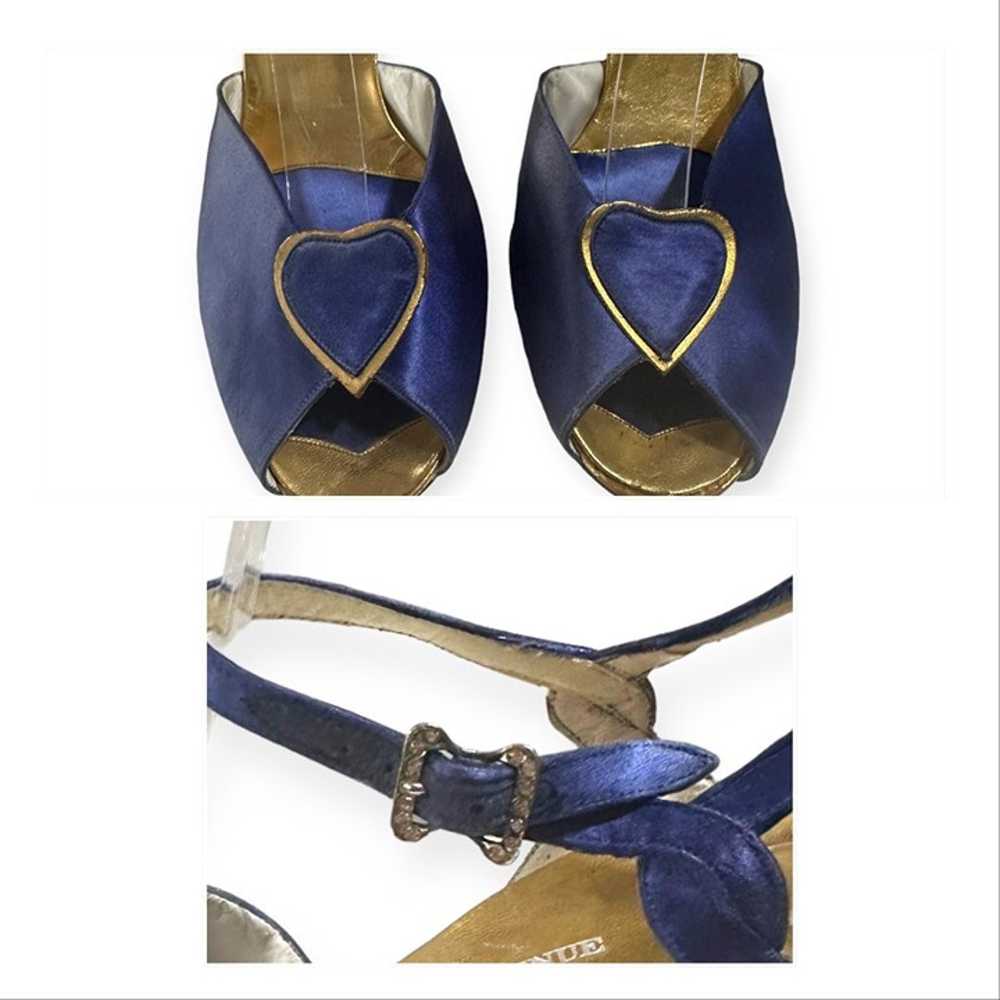 Vintage Saks Fifth Avenue Blue Satin Ankle Strap … - image 10