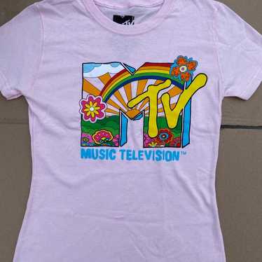 MTV Light Pink Rainbow XS Shirt - image 1