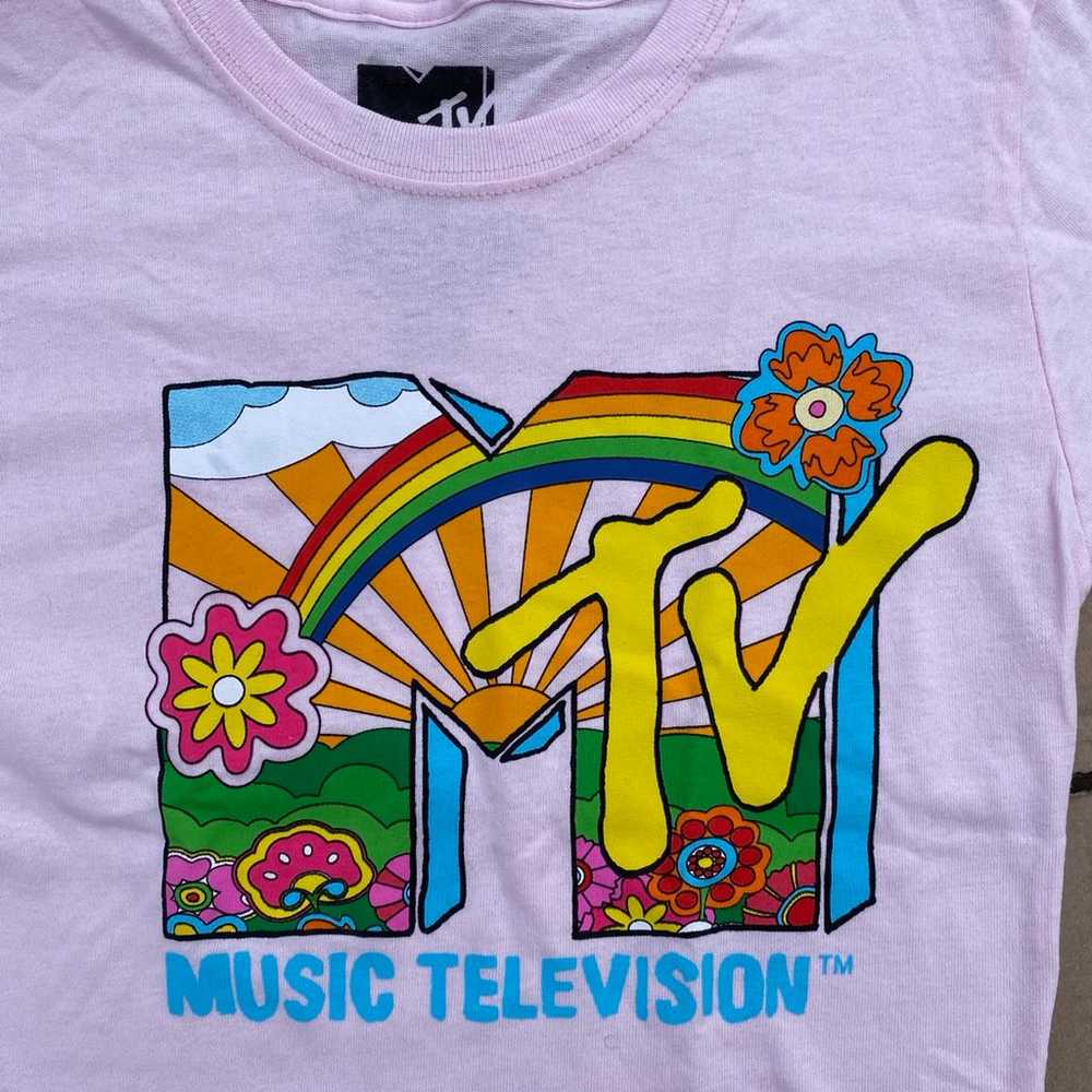 MTV Light Pink Rainbow XS Shirt - image 2