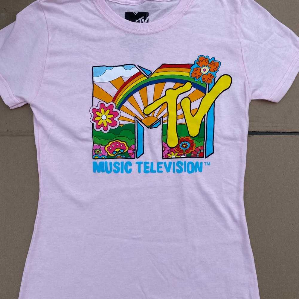 MTV Light Pink Rainbow XS Shirt - image 6