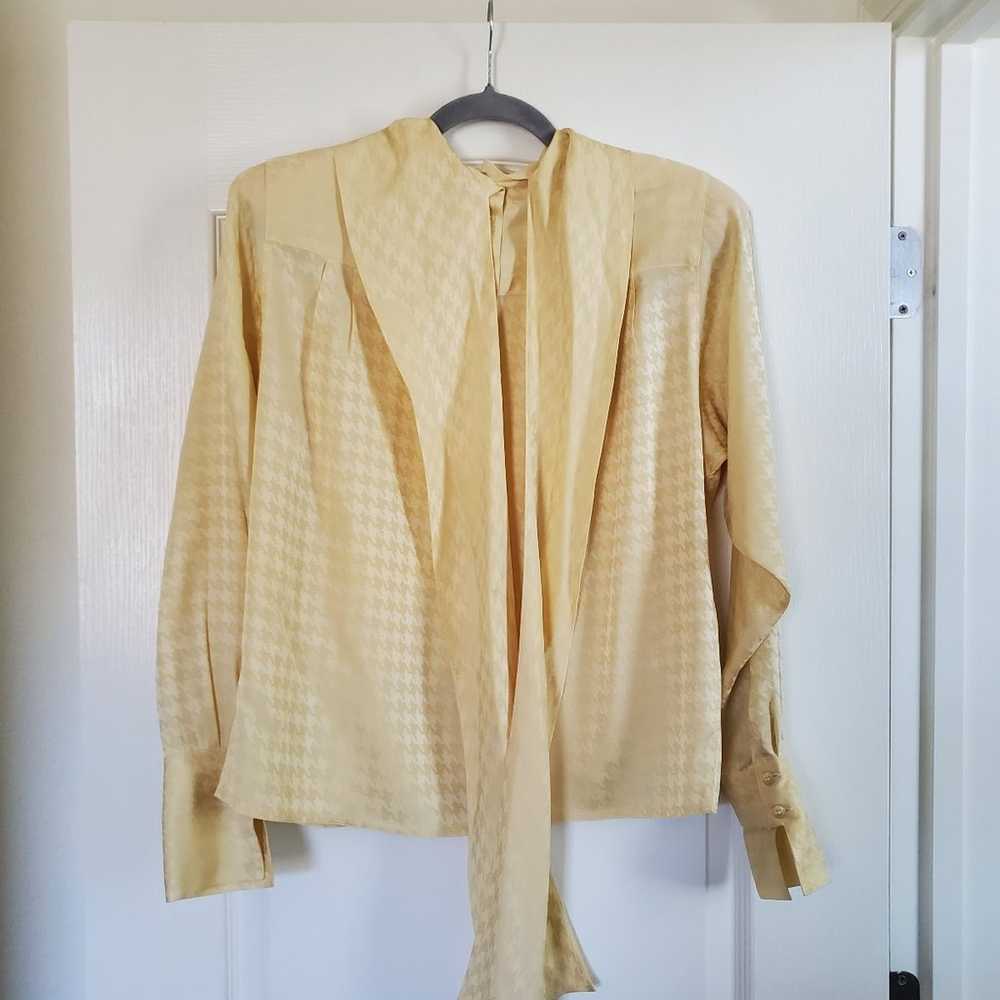 Vintage 100% Silk Pastel Yellow Michii Moon for S… - image 8