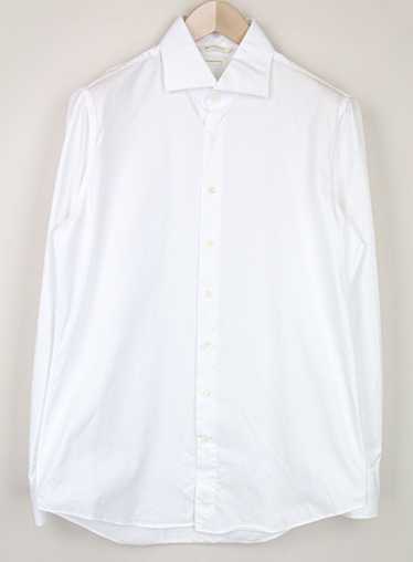 Suitsupply 42/16 1/2 Slim Fit White Cotton Long Sl