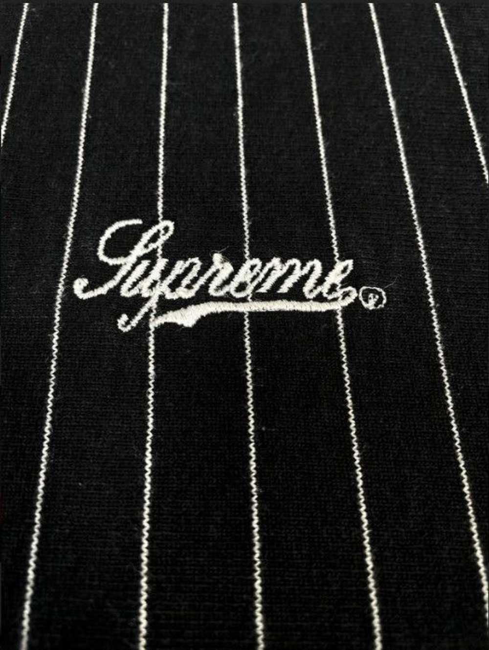 Supreme Script Logo Pinstripe Varsity Jacket Black - image 4