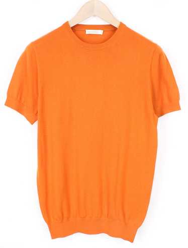 Suitsupply S Orange Tight-Knit Crew Neck Slim Meri