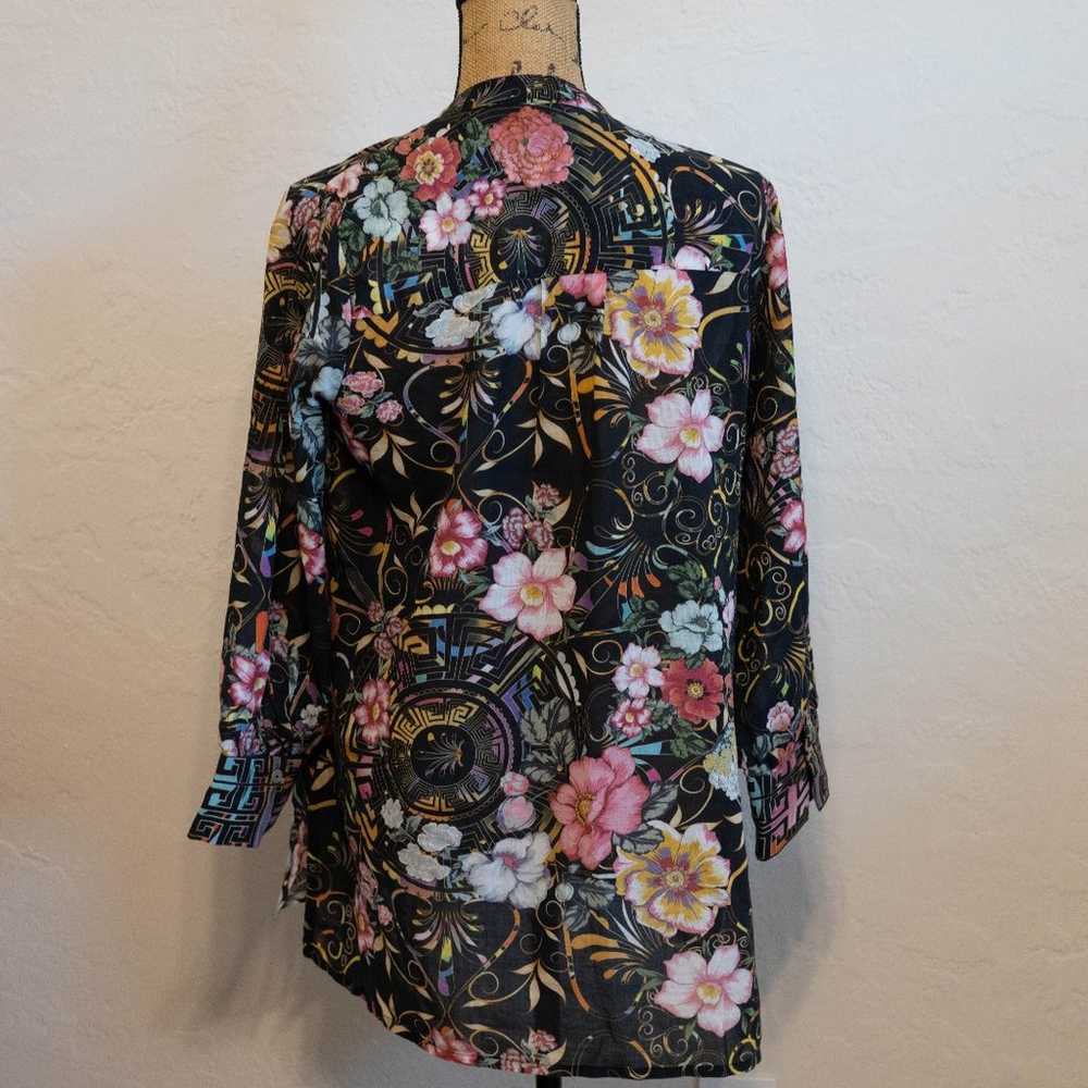 Johnny Was XS Floral Pattern Cottom Long Sleeve S… - image 2