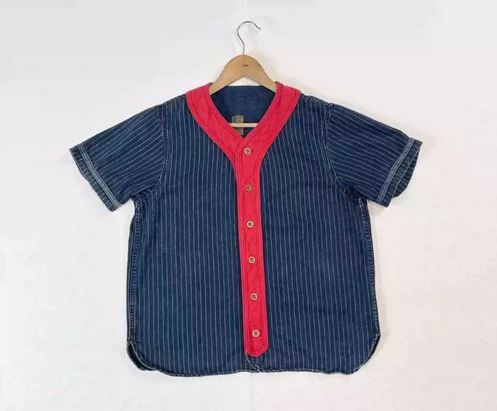 Visvim VISVIM ICT DUGOUT WABASH short-sleeved baseball shirt striped shirt