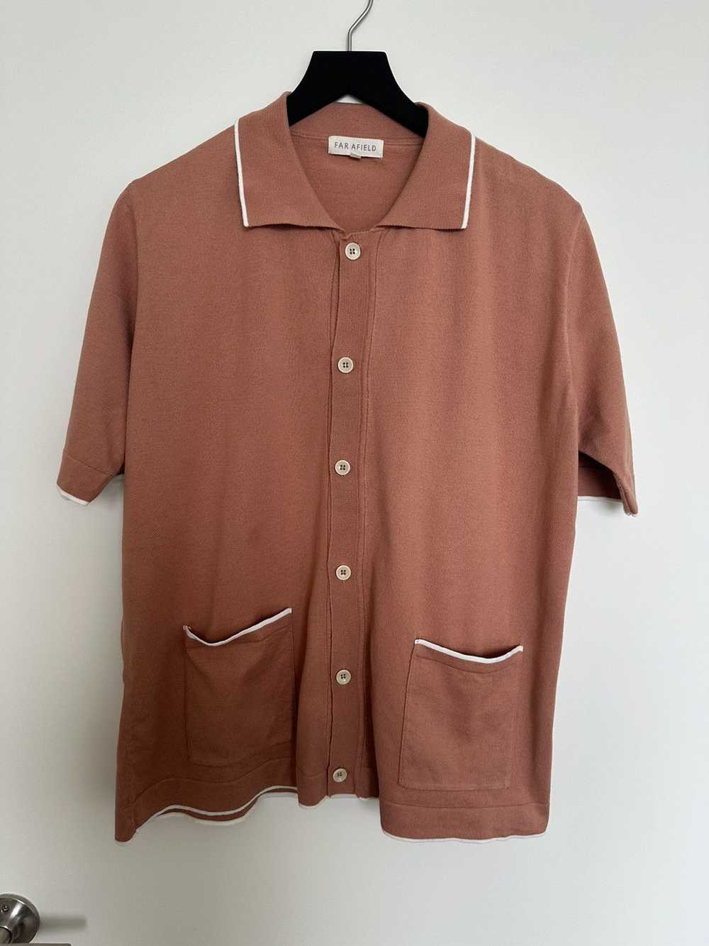 Far Afield Cardigan Style Short Sleeve Polo w/ Wh… - image 1