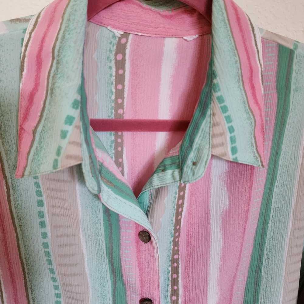 Pastel abstract vintage button down blouse - image 3