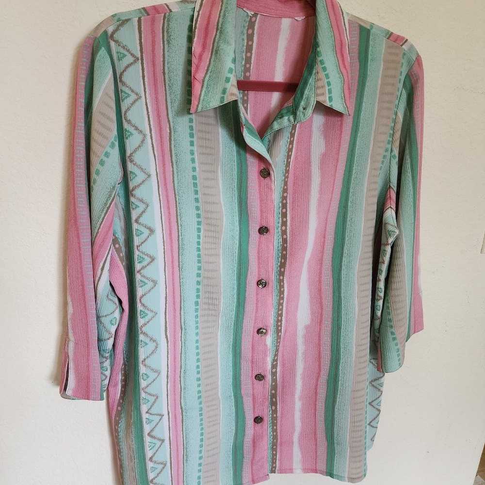 Pastel abstract vintage button down blouse - image 4