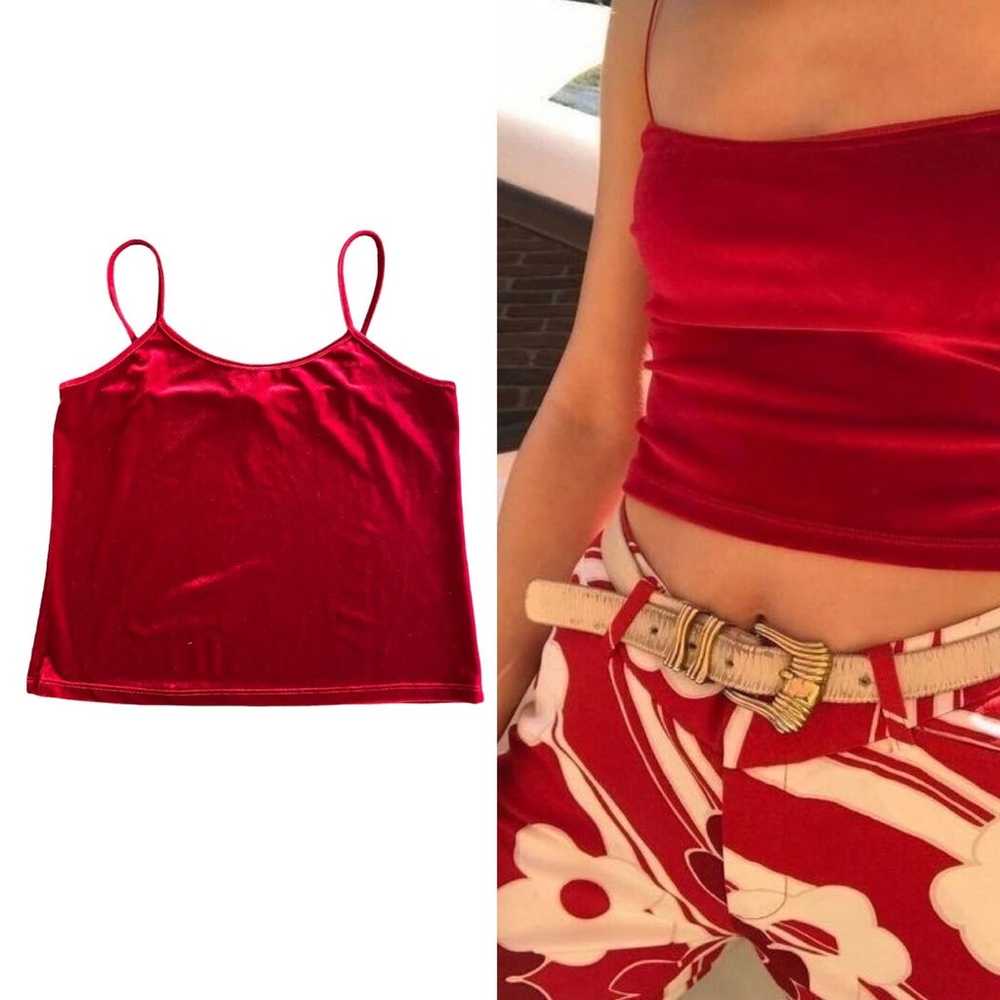 Vintage 90's velvet red tank top - image 2