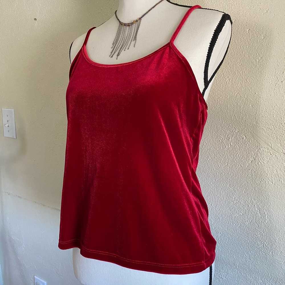 Vintage 90's velvet red tank top - image 3